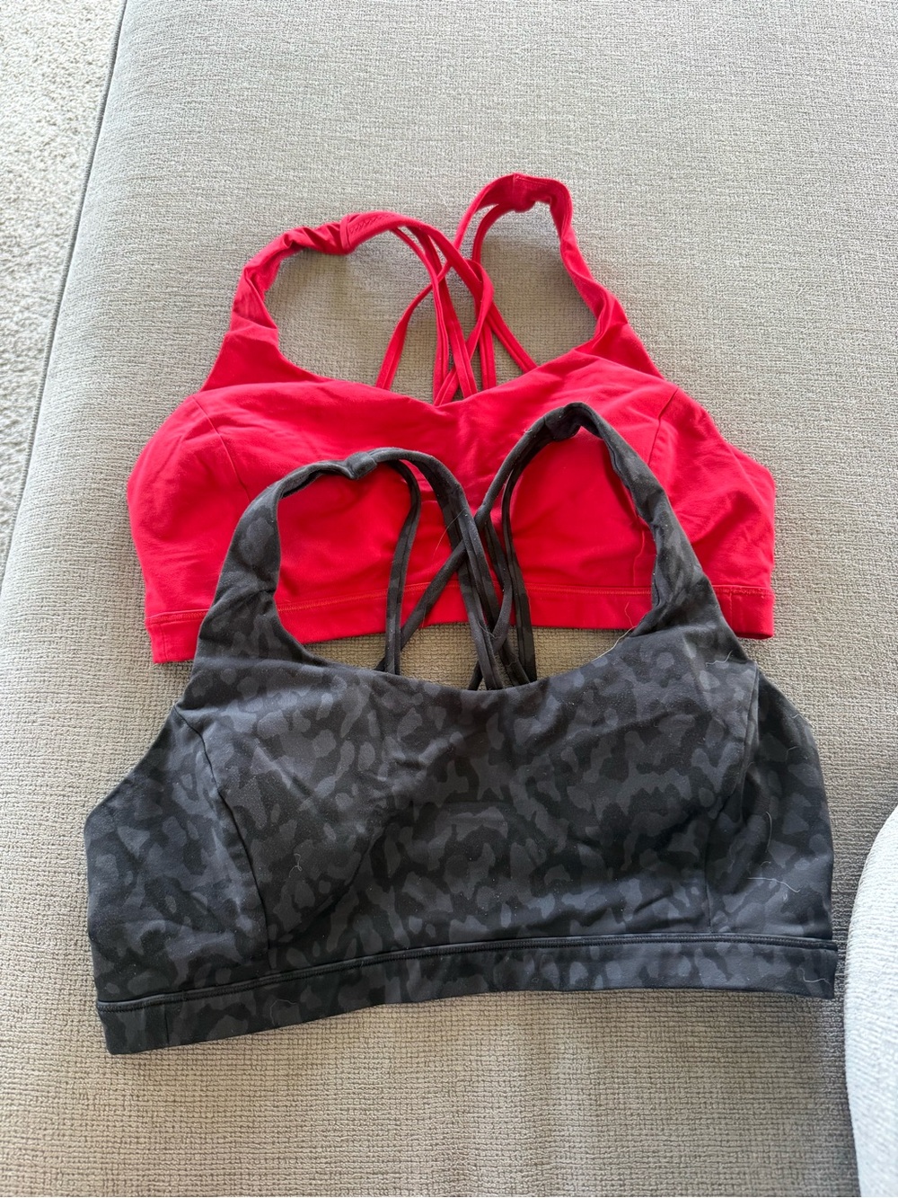 Lululemon Women’s Strappy Sports Bras - Red & Dark Gray